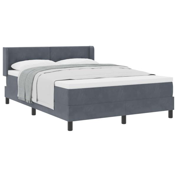 Boxspringbett mit Kopfteil Dunkelgrau 200 x 160 cm Samt