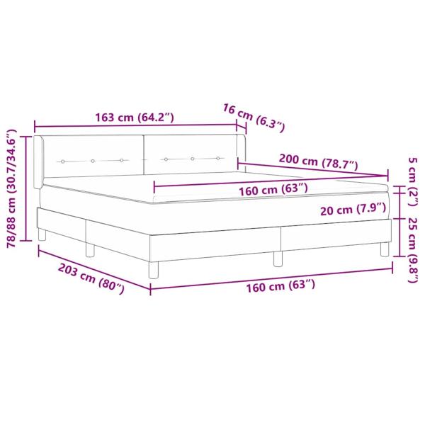 Boxspringbett mit Matratze Schwarz 160x200 cm Samt