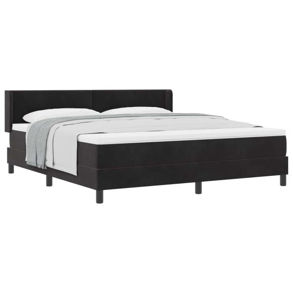 Boxspringbett mit Kopfteil Schwarz 200 x 180 cm Samt