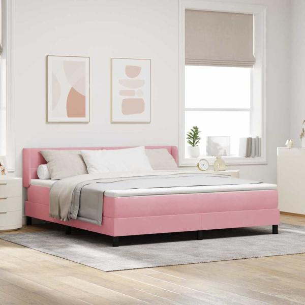 ARDEBO.de - Boxspringbett mit Matratze Rosa 180x200 cm Samt