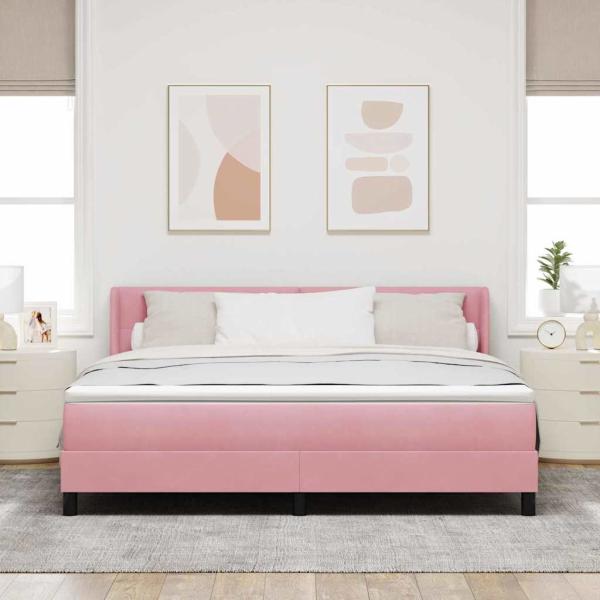 Boxspringbett mit Matratze Rosa 180x200 cm Samt