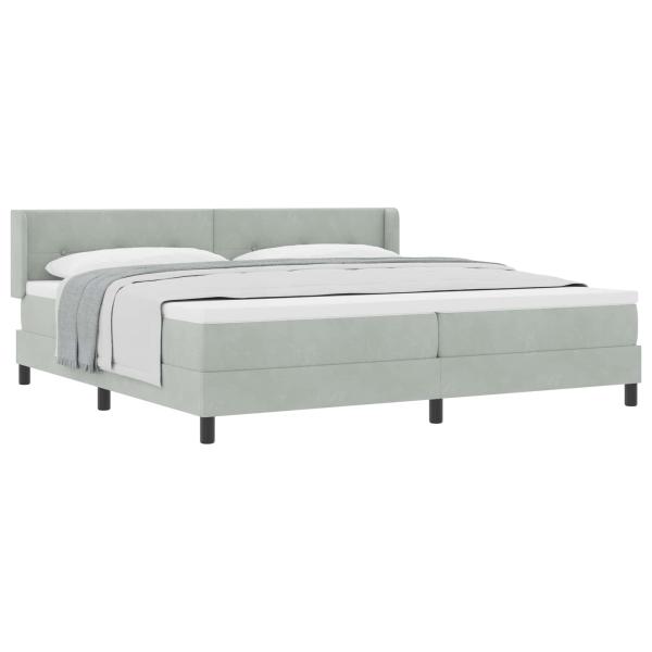 ARDEBO.de - Boxspringbett mit Matratze Hellgrau 200x200 cm Samt