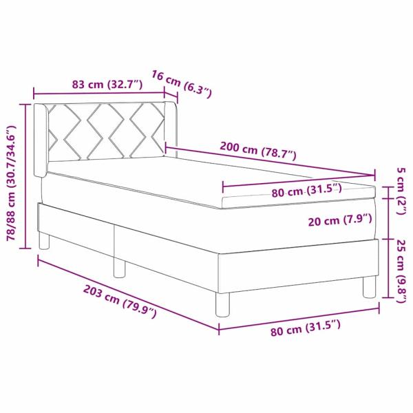 Boxspringbett mit Matratze Dunkelblau 80x200 cm Samt