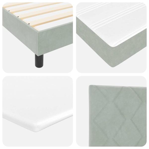 Boxspringbett mit Matratze Hellgrau 90x200 cm Samt
