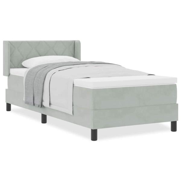 Boxspringbett mit Matratze Hellgrau 90x200 cm Samt