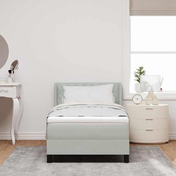 Boxspringbett mit Matratze Hellgrau 90x200 cm Samt