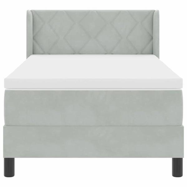Boxspringbett mit Matratze Hellgrau 90x200 cm Samt