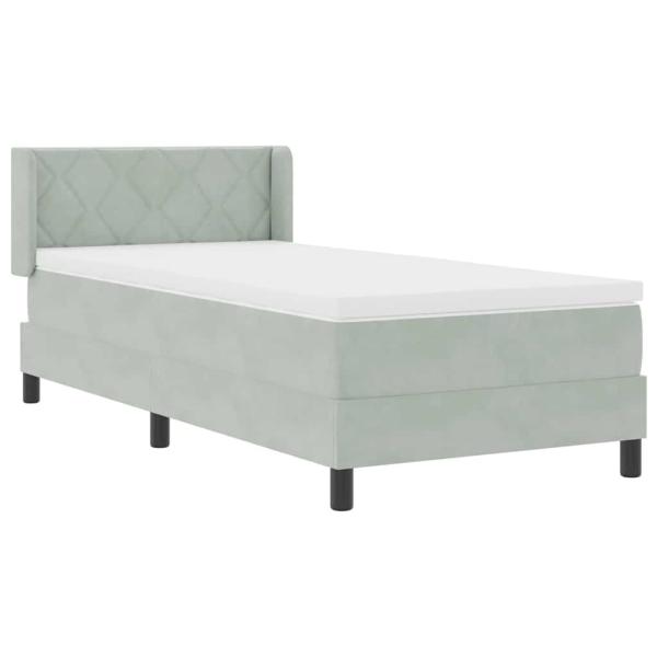 Boxspringbett mit Matratze Hellgrau 100x200 cm Samt