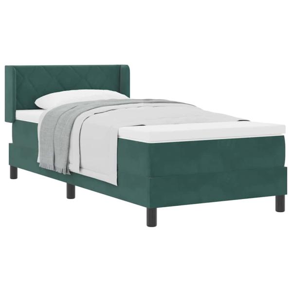 Boxspringbett mit Matratze Dunkelgrün 100x200 cm Samt