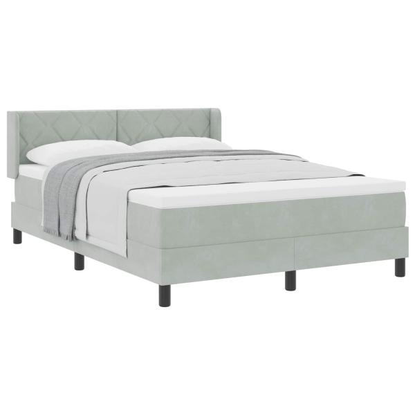 ARDEBO.de - Boxspringbett mit Matratze Hellgrau 140x190 cm Samt