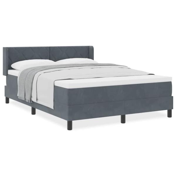 Boxspringbett mit Matratze Dunkelgrau 140x190 cm Samt
