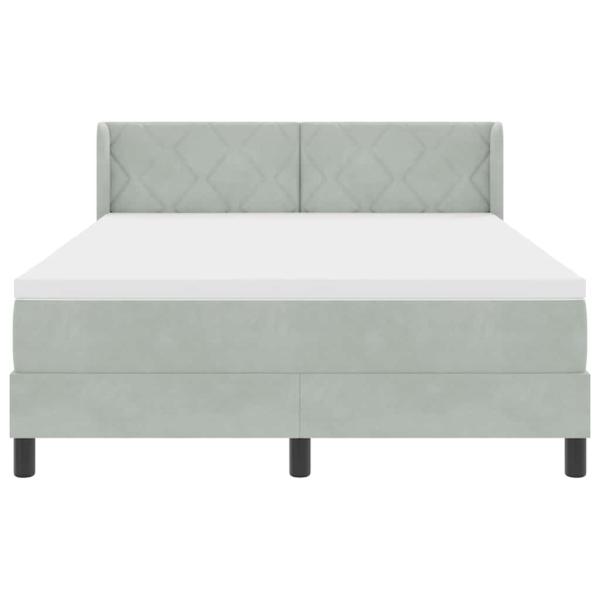 Boxspringbett mit Kopfteil Hellgrau 200 x 140 cm Samt
