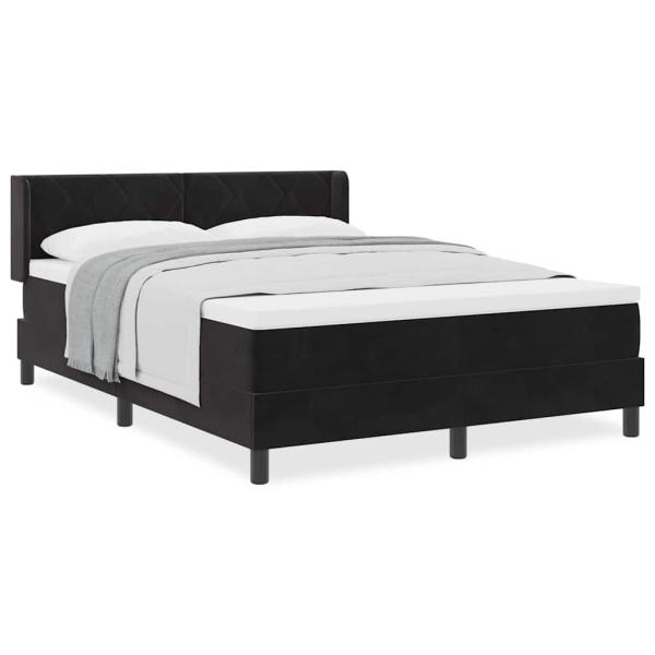 Boxspringbett mit Matratze Schwarz 140x200 cm Samt