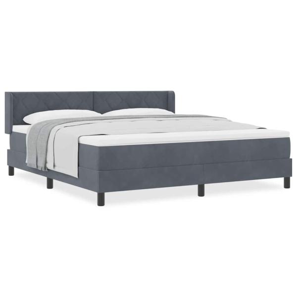 Boxspringbett mit Matratze Dunkelgrau 180x200 cm Samt