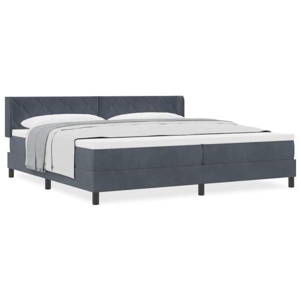 Boxspringbett mit Matratze Dunkelgrau 200x200 cm Samt