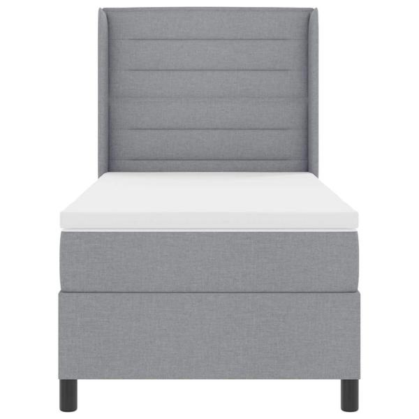 Boxspringbett mit Matratze Hellgrau 90x200 cm Stoff