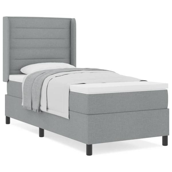 Boxspringbett mit Matratze Hellgrau 100x200 cm Stoff