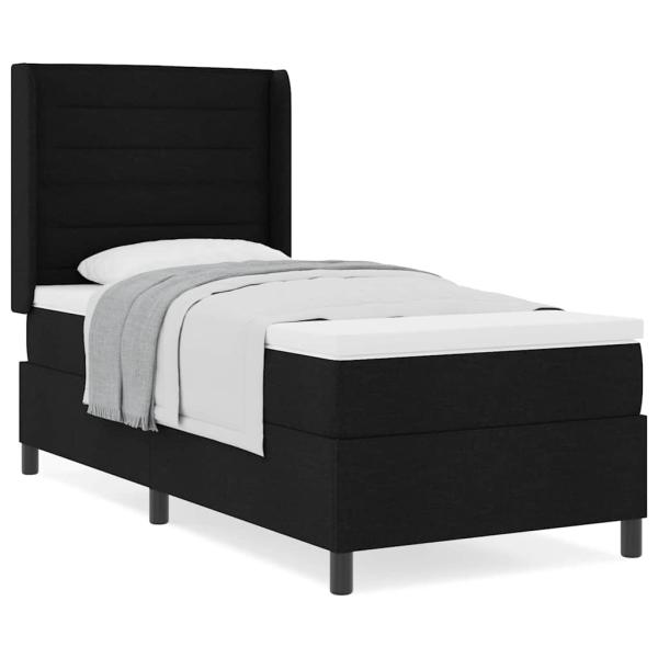 Boxspringbett mit Matratze Schwarz 100x200 cm Stoff