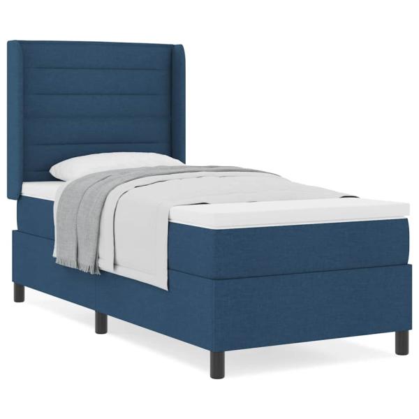 Boxspringbett mit Matratze Blau 100x200 cm Stoff