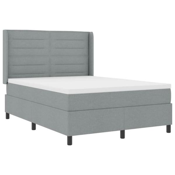 Boxspringbett mit Matratze Hellgrau 140x190 cm Stoff