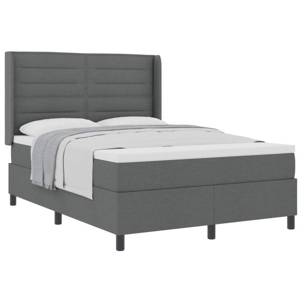 Boxspringbett mit Matratze Dunkelgrau 190 x 140 cm Stoff