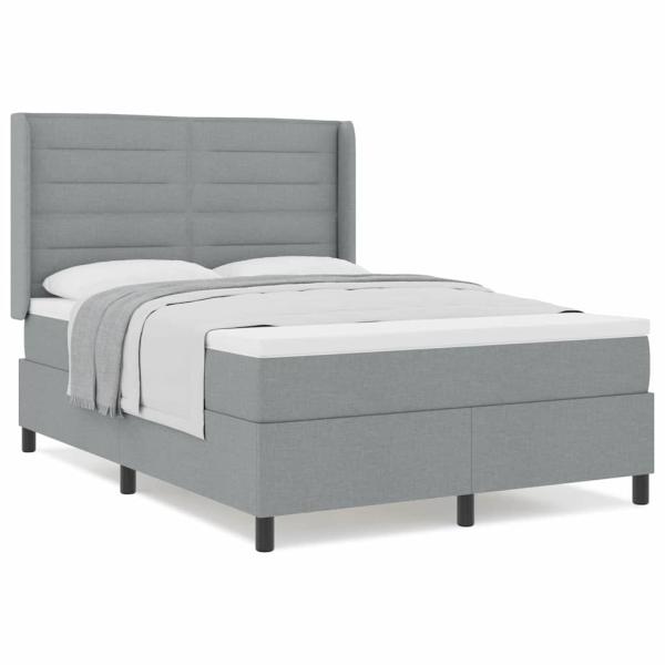 Boxspringbett mit Matratze Hellgrau 140x200 cm Stoff