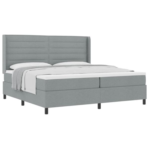 Boxspringbett mit Matratze Hellgrau 200x200 cm Stoff