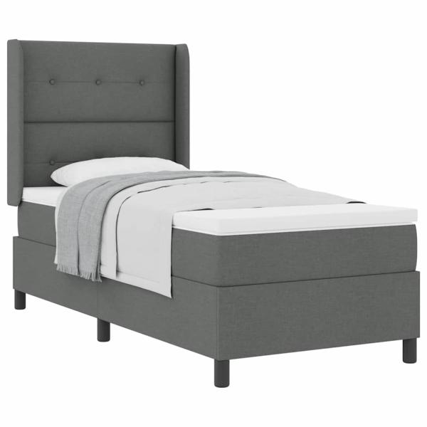 Boxspringbett mit Matratze Dunkelgrau 90x200 cm Stoff