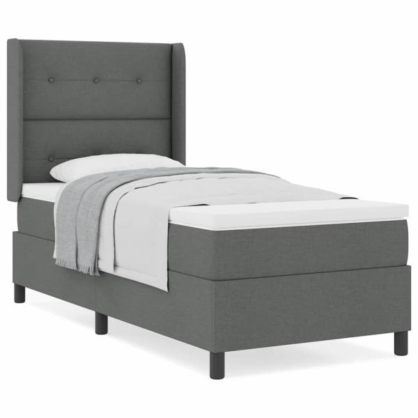 Boxspringbett mit Matratze Dunkelgrau 90x200 cm Stoff