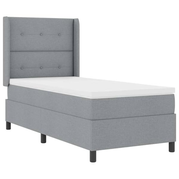 Boxspringbett mit Matratze Hellgrau 100x200 cm Stoff