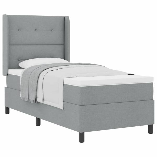 Boxspringbett mit Matratze Hellgrau 100x200 cm Stoff