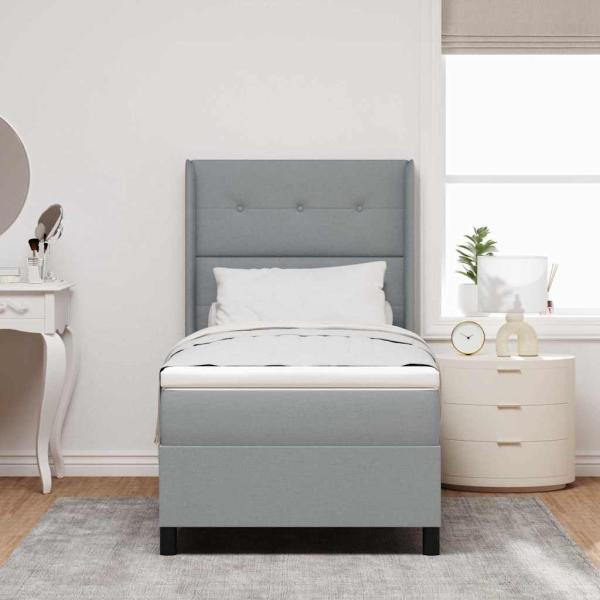 Boxspringbett mit Matratze Hellgrau 100x200 cm Stoff