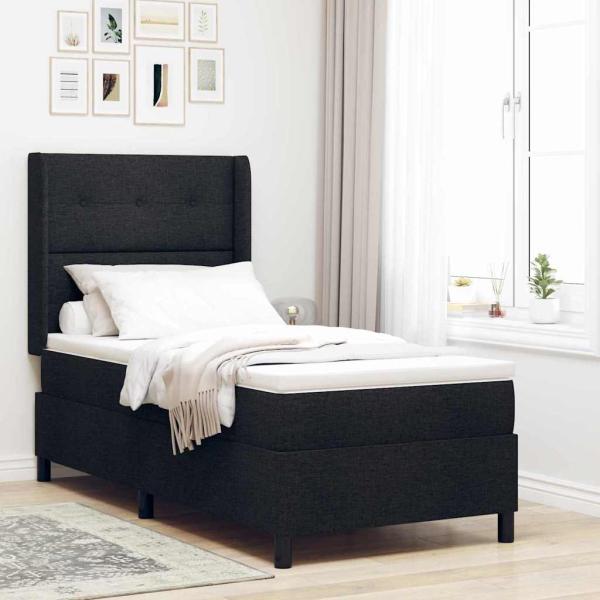 ARDEBO.de - Boxspringbett mit Matratze Schwarz 100x200 cm Stoff