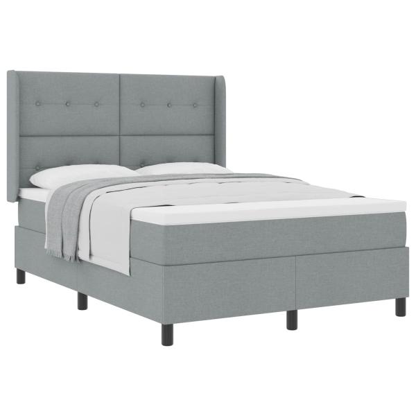 Boxspringbett mit Matratze Hellgrau 140x190 cm Stoff