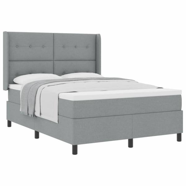 Boxspringbett mit Matratze Hellgrau 140x200 cm Stoff
