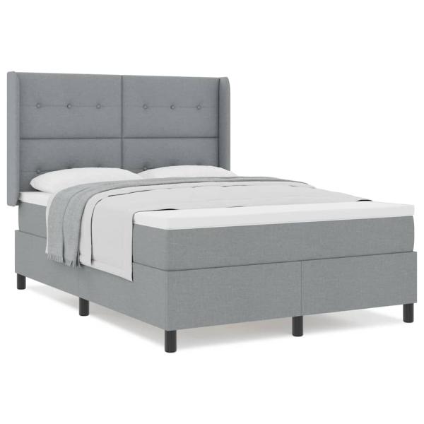 Boxspringbett mit Matratze Hellgrau 140x200 cm Stoff