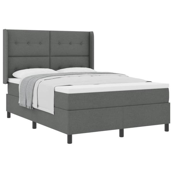 ARDEBO.de - Boxspringbett mit Matratze Dunkelgrau 160x200 cm Stoff