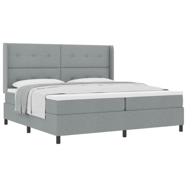 Boxspringbett mit Matratze Hellgrau 200x200 cm Stoff