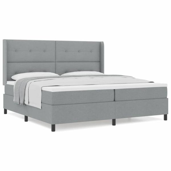 Boxspringbett mit Matratze Hellgrau 200x200 cm Stoff