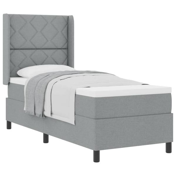 Boxspringbett mit Matratze Hellgrau 80x200 cm Stoff