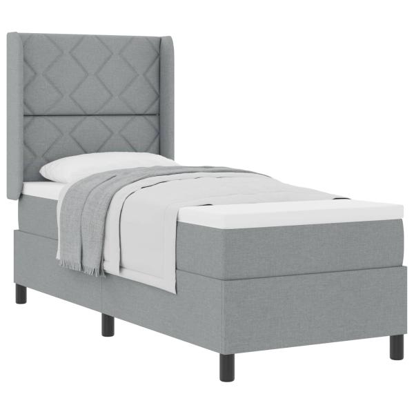 Boxspringbett mit Matratze Hellgrau 80x200 cm Stoff