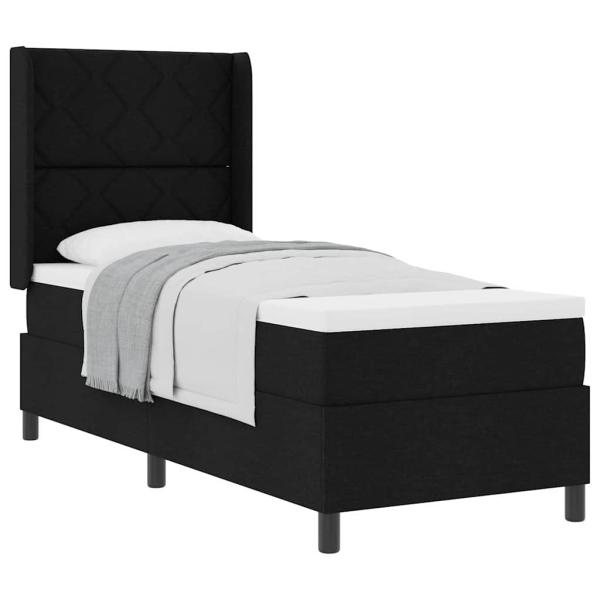 Boxspringbett mit Matratze Schwarz 80x200 cm Stoff