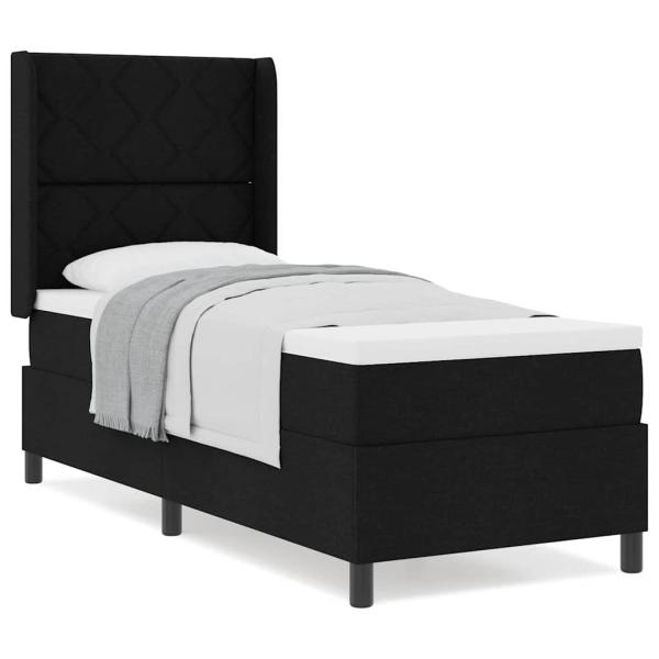 Boxspringbett mit Matratze Schwarz 80x200 cm Stoff