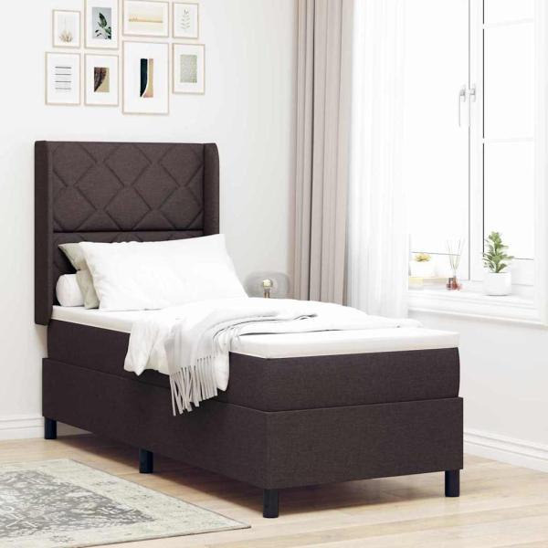 ARDEBO.de - Boxspringbett mit Matratze Dunkelbraun 80x200 cm Stoff