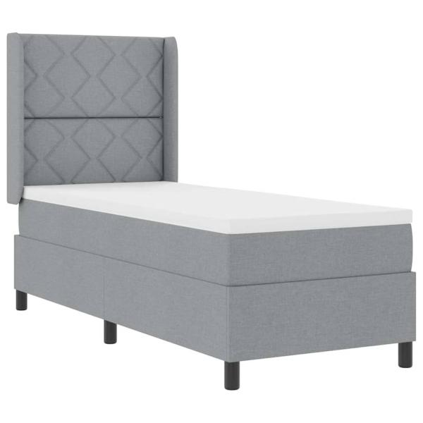 Boxspringbett mit Matratze Hellgrau 90x190 cm Stoff