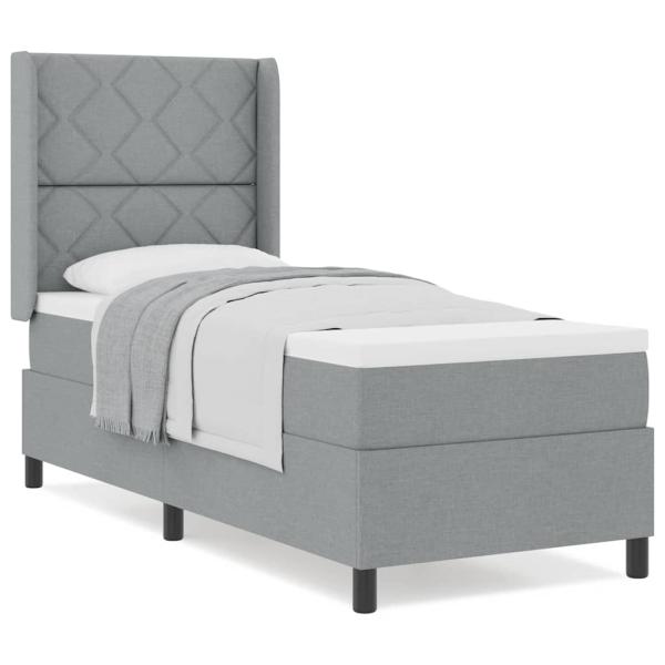 Boxspringbett mit Matratze Hellgrau 90x190 cm Stoff