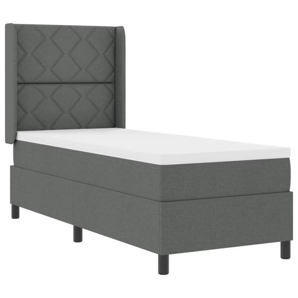 Boxspringbett mit Matratze Dunkelgrau 90x190 cm Stoff