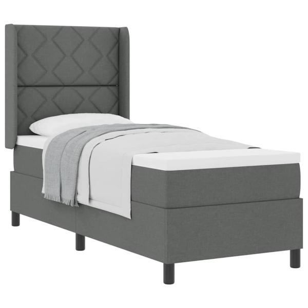 Boxspringbett mit Matratze Dunkelgrau 90x190 cm Stoff