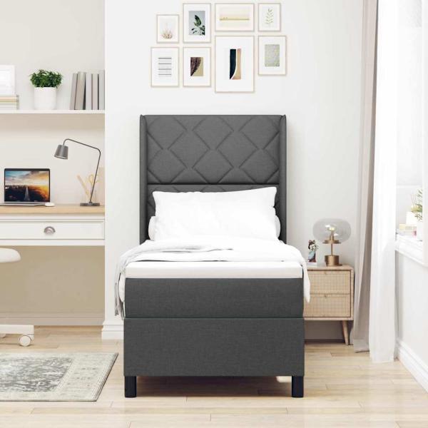 Boxspringbett mit Matratze Dunkelgrau 90x190 cm Stoff