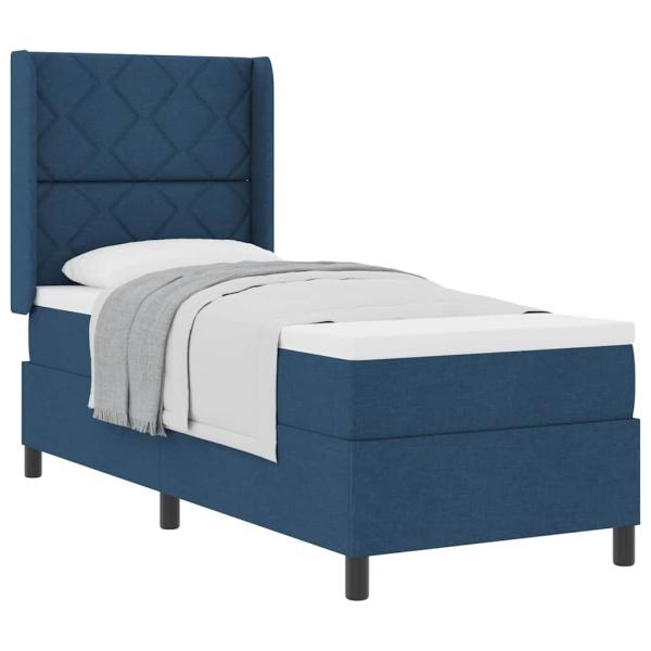 Boxspringbett mit Matratze Blau 90x190 cm Stoff